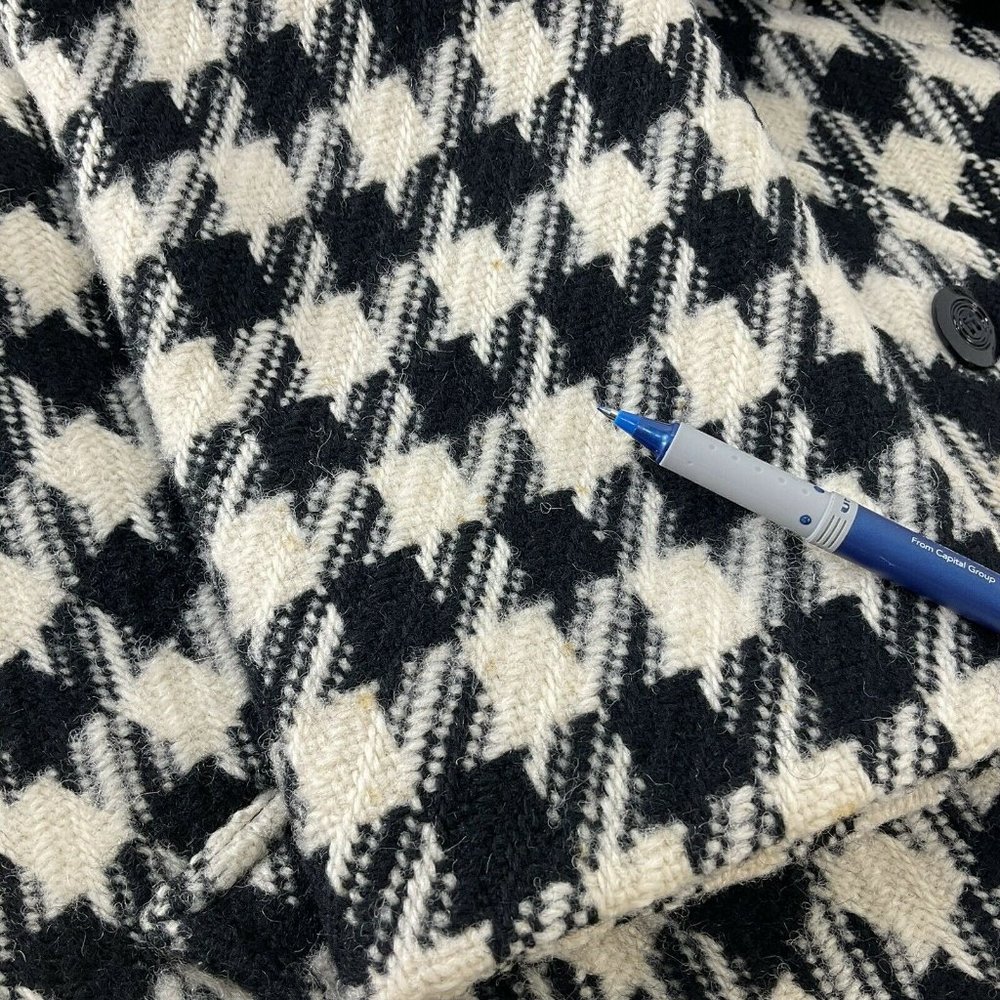 Pendleton Coat Womens Vintage Sz 14 100% Virgin Wool Double Breasted Houndstooth - Picture 6 of 10